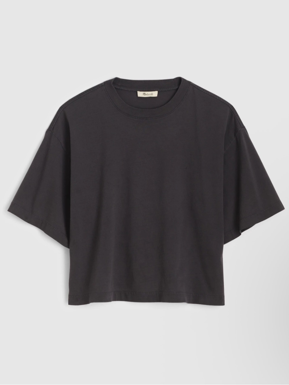 Madewell Boxy Crop Pale Faded Black Tee NZ387 Brand New Medium